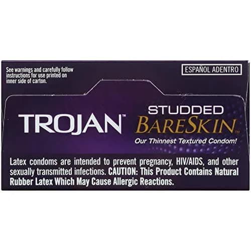 Trojan Studded Bareskin Lubricated Condoms - 10 Count (Pack of 3) | Ultra Thin, Studded for Sensation thumbnail 8