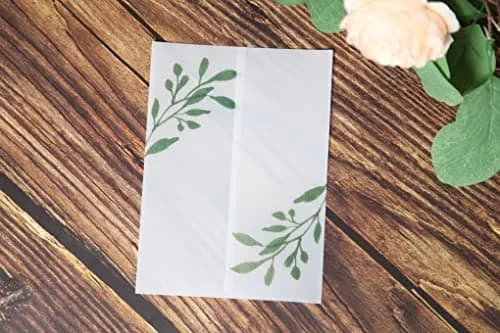 Puremigo 50 Pack Eucalyptus Greenery Printed Pre-Folded Vellum Jackets for 5x7 Invitations - 115GSM Vellum Paper thumbnail 4