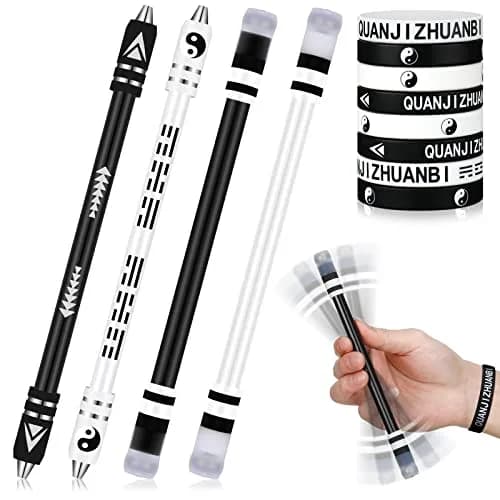 Geyee Spinning Pen with Silicone Bracelet Set | 21.5 cm (8.5 inches) Length, 4 Pens + 8 Bracelets thumbnail 1