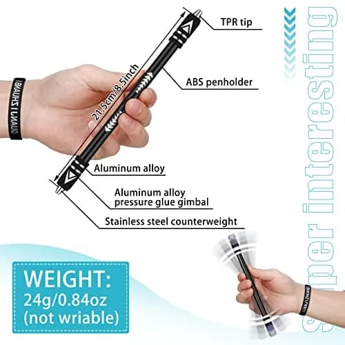 Geyee Spinning Pen with Silicone Bracelet Set | 21.5 cm (8.5 inches) Length, 4 Pens + 8 Bracelets thumbnail 2