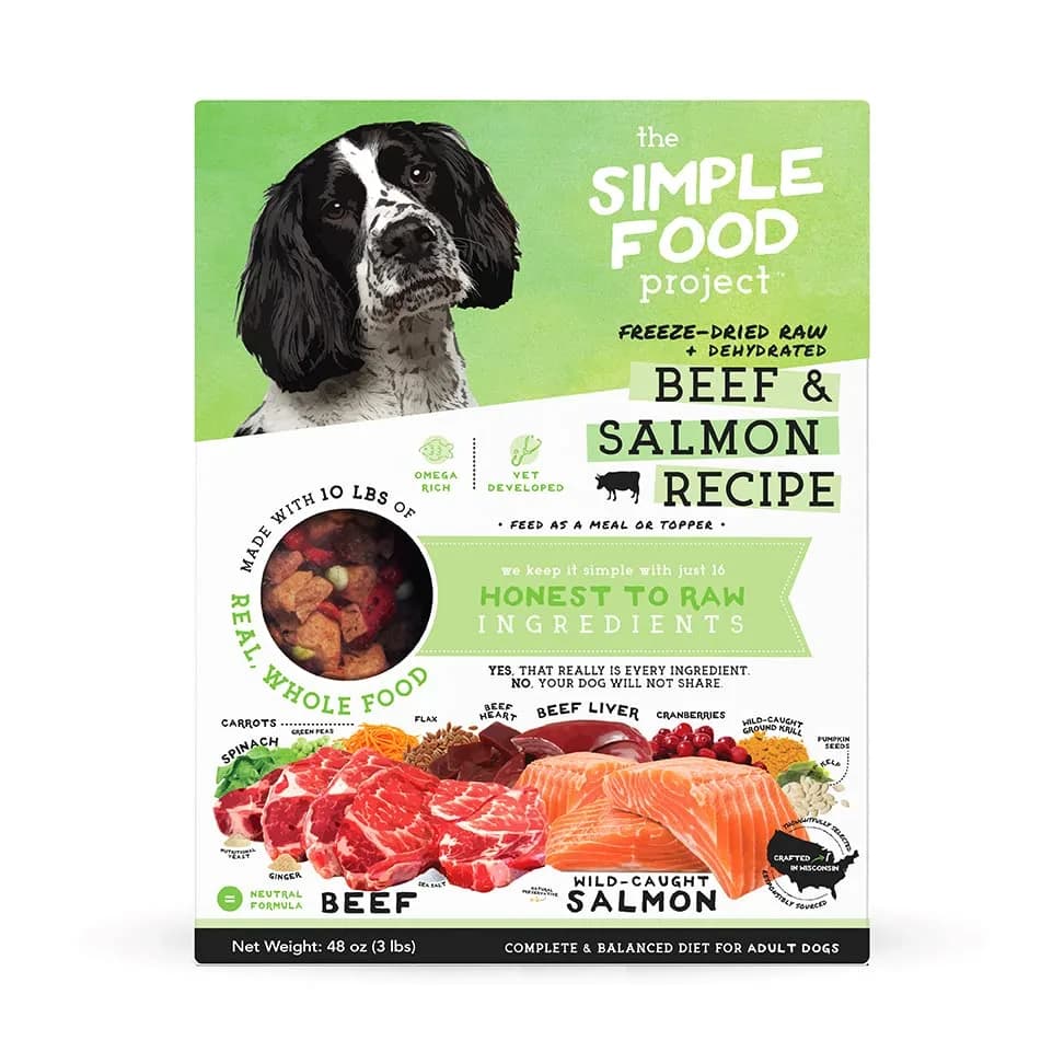 Simple Food Project - Beef & Salmon Recipe - Freeze Dried Raw Food for Dogs - 48oz | High-Quality, USA Sourced