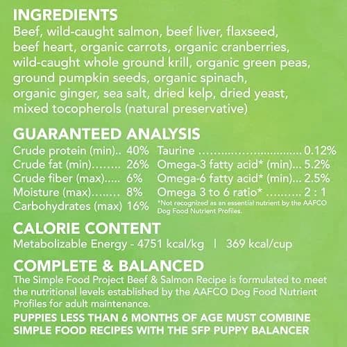 Simple Food Project - Beef & Salmon Recipe - Freeze Dried Raw Food for Dogs - 48oz | High-Quality, USA Sourced thumbnail 8