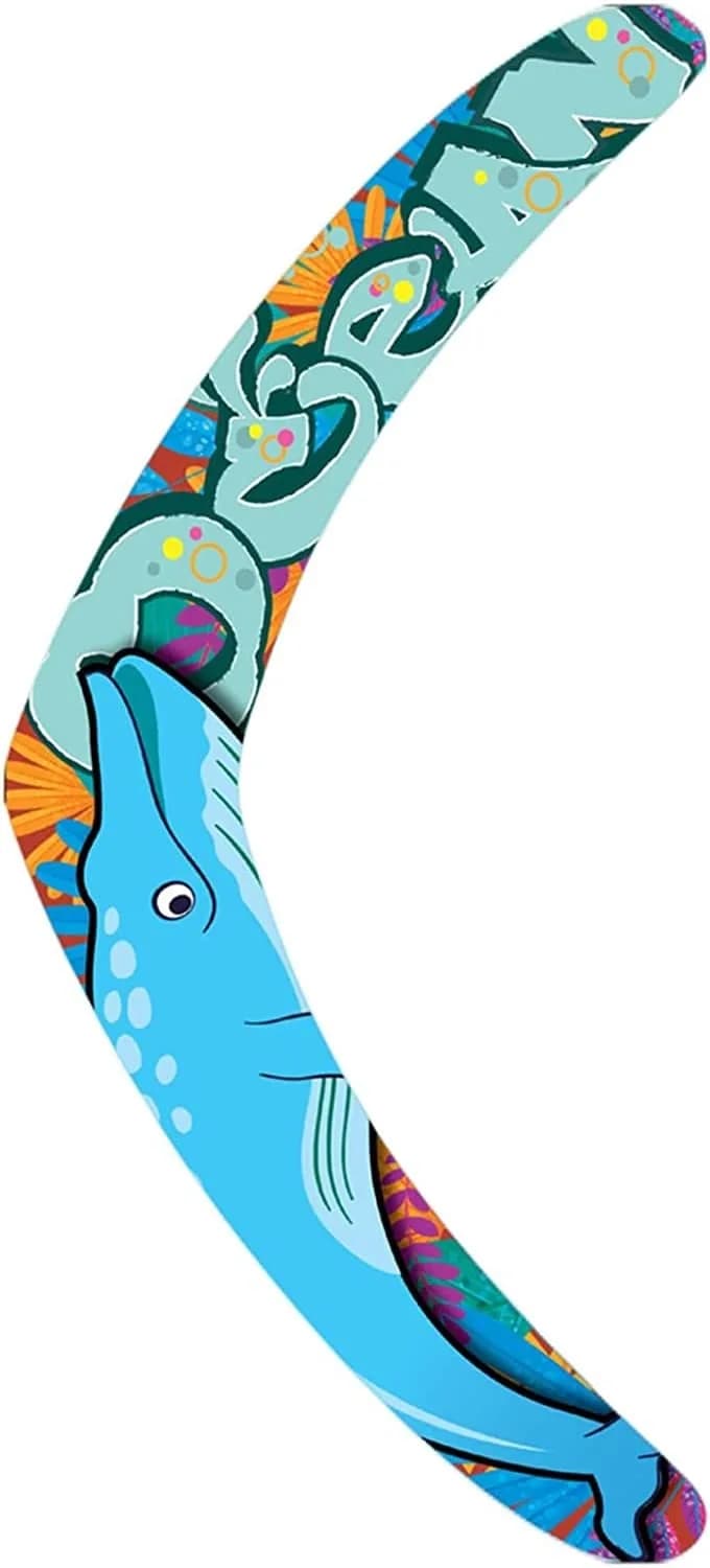 Inborntrait V-Shaped Boomerang Blue-Dolphin | Handmade Wooden Returning Boomerang for Ages 10+ & Adults - main product image