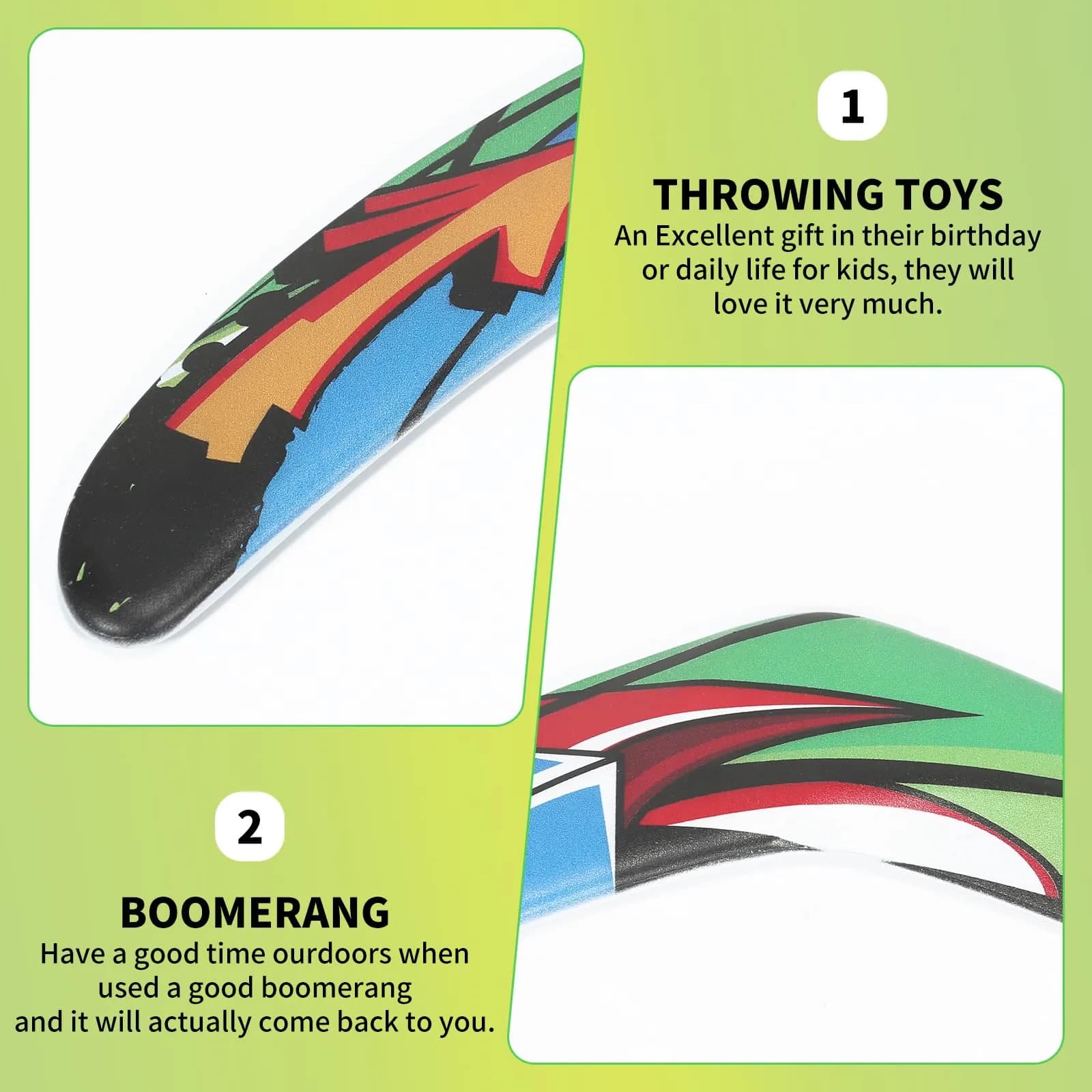 Inborntrait V-Shaped Boomerang Green | Handmade Wooden Returning Boomerang for Ages 10+ & Adults | 1 Pack - view 3