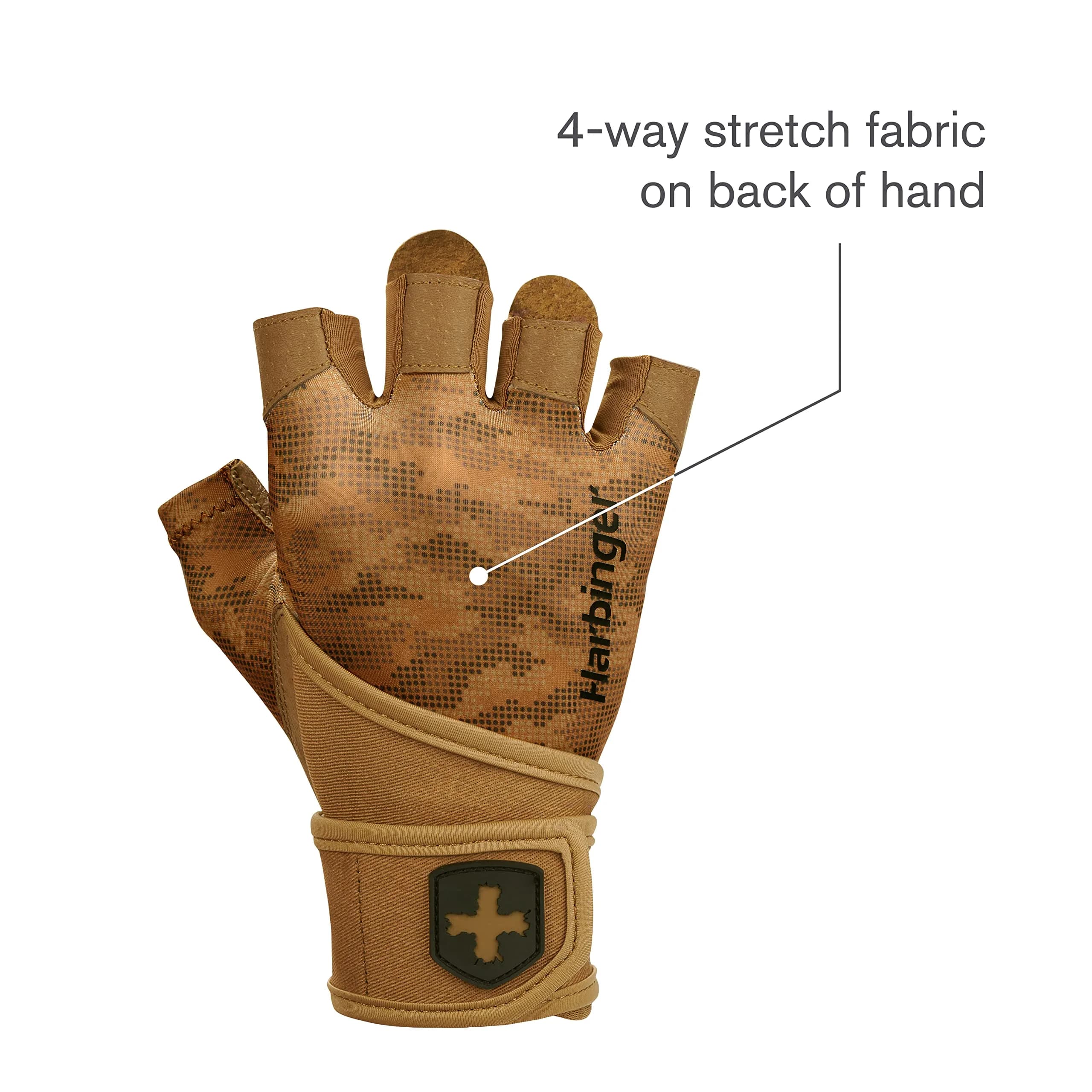 Harbinger Pro Wristwrap Gloves 2.0 Men's Tan Camo Medium | Integrated Wrist Support for Weightlifting & Gym - view 5