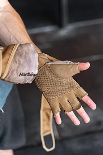 Harbinger Pro Wristwrap Gloves 2.0 Men's Tan Camo Medium | Integrated Wrist Support for Weightlifting & Gym thumbnail 9