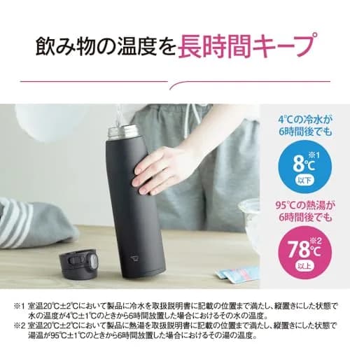 Zojirushi Water Bottle 950ml | Vacuum Insulated, Leak-Proof, One-Touch, Black thumbnail 6