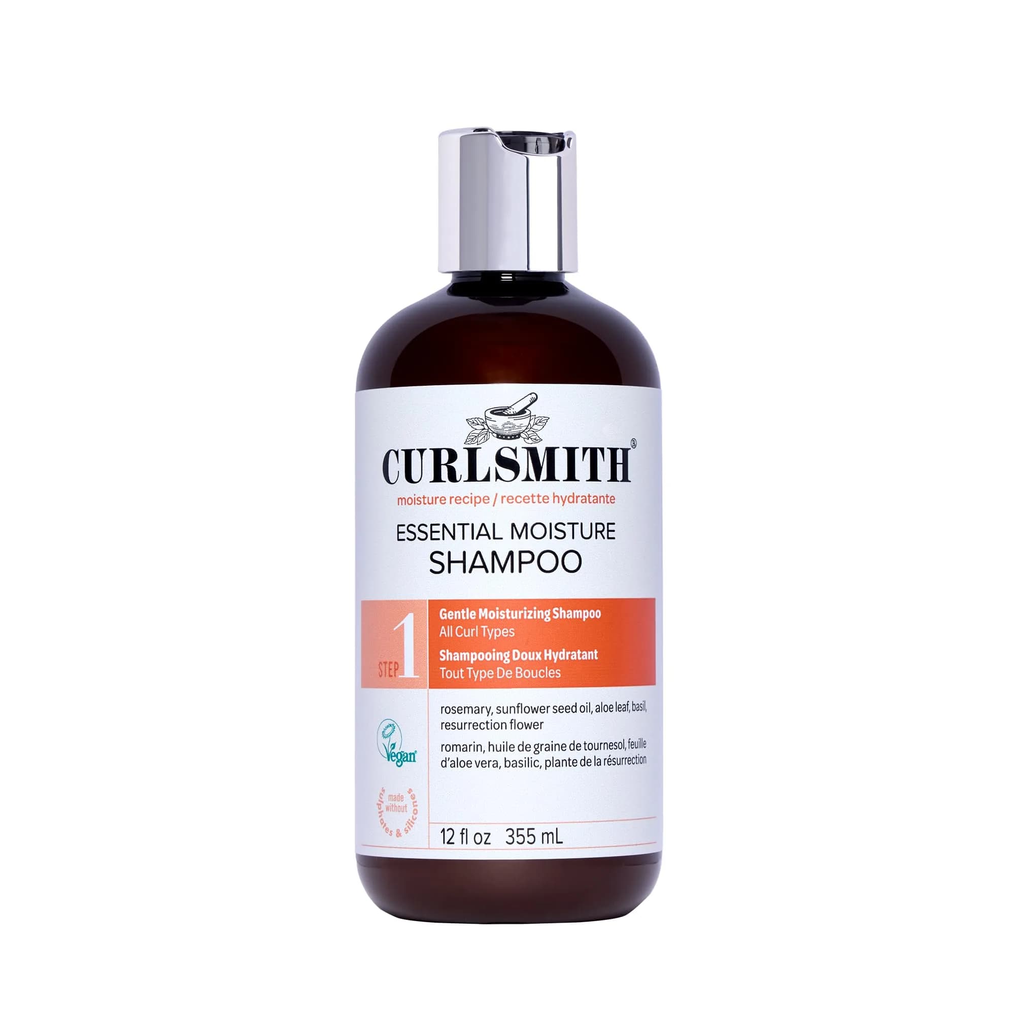 Curlsmith Essential Moisture Hydrating Shampoo for Curly Hair (12 oz) | Nourishes & Moisturizes, Vegan, Sulphate-Free — 12 Fl Oz