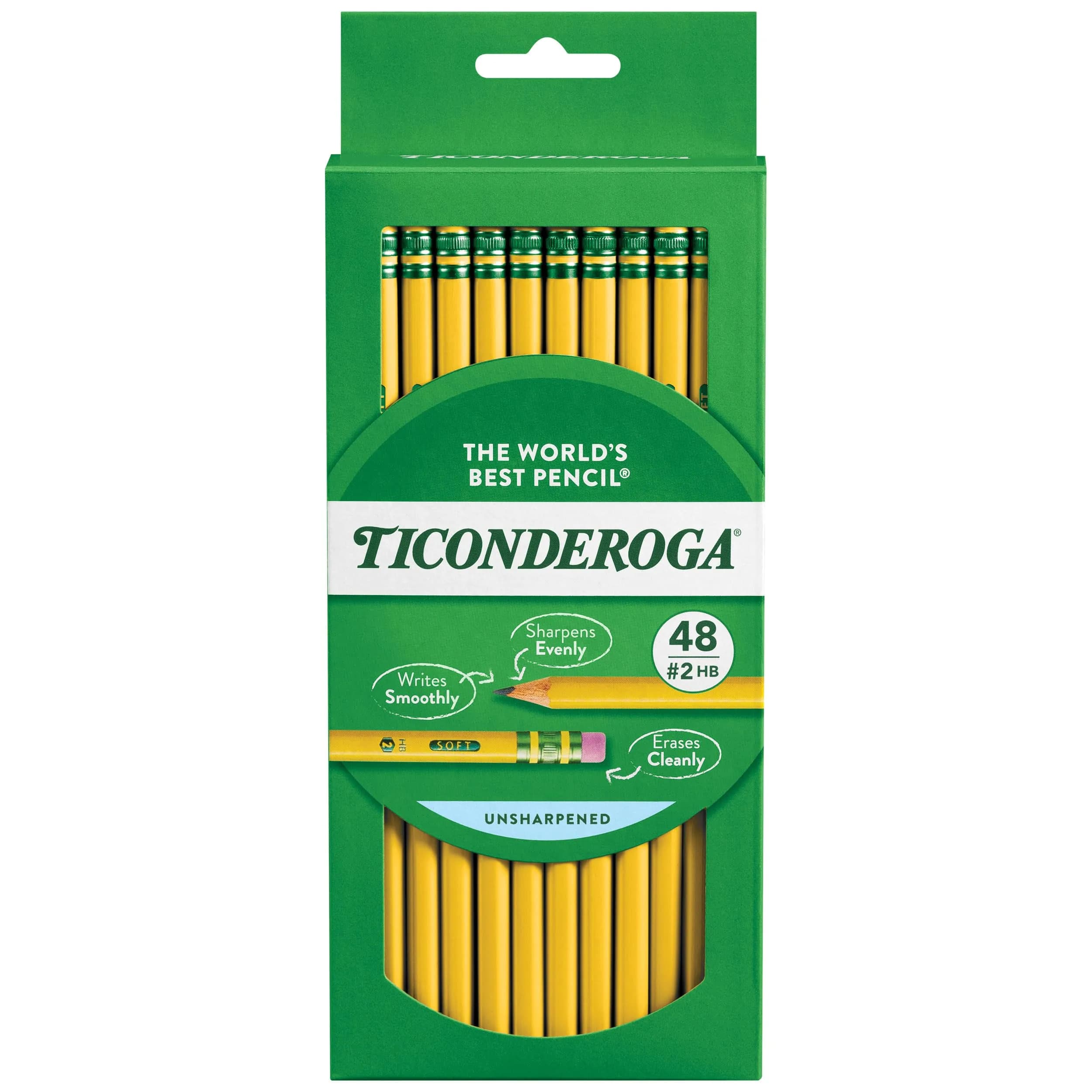Ticonderoga Wood-Cased Pencils, Unsharpened, 2 HB Soft, Yellow, 69120 Count | PMA Certified Non-Toxic - main product image