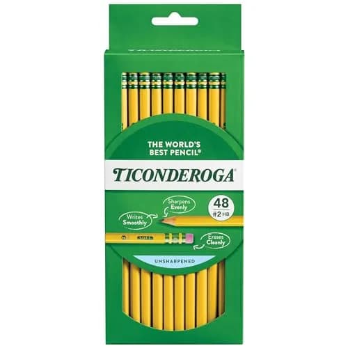 Ticonderoga Wood-Cased Pencils, Unsharpened, 2 HB Soft, Yellow, 69120 Count | PMA Certified Non-Toxic thumbnail 1