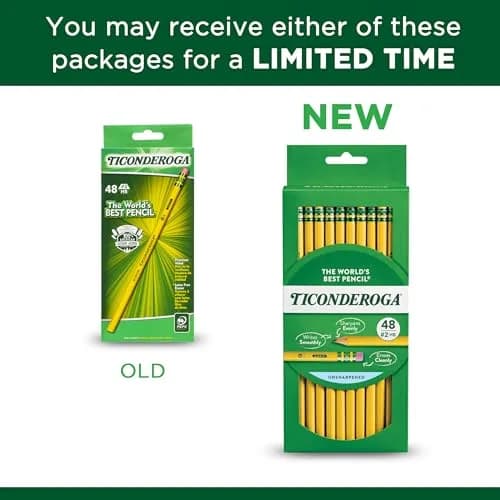 Ticonderoga Wood-Cased Pencils, Unsharpened, 2 HB Soft, Yellow, 69120 Count | PMA Certified Non-Toxic thumbnail 2