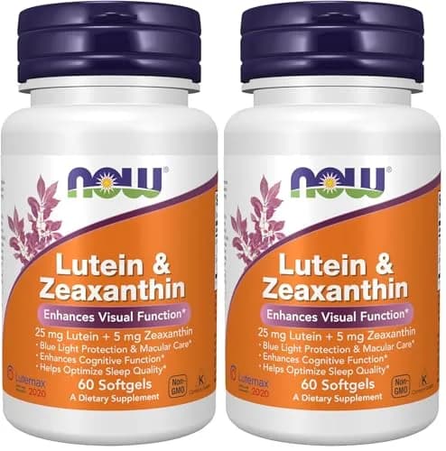 NOW Foods Lutein & Zeaxanthin 25 mg 5 mg Softgels | Eye Health Support with Blue Light Protection thumbnail 1