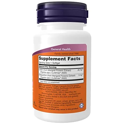NOW Foods Lutein & Zeaxanthin 25 mg 5 mg Softgels | Eye Health Support with Blue Light Protection thumbnail 2
