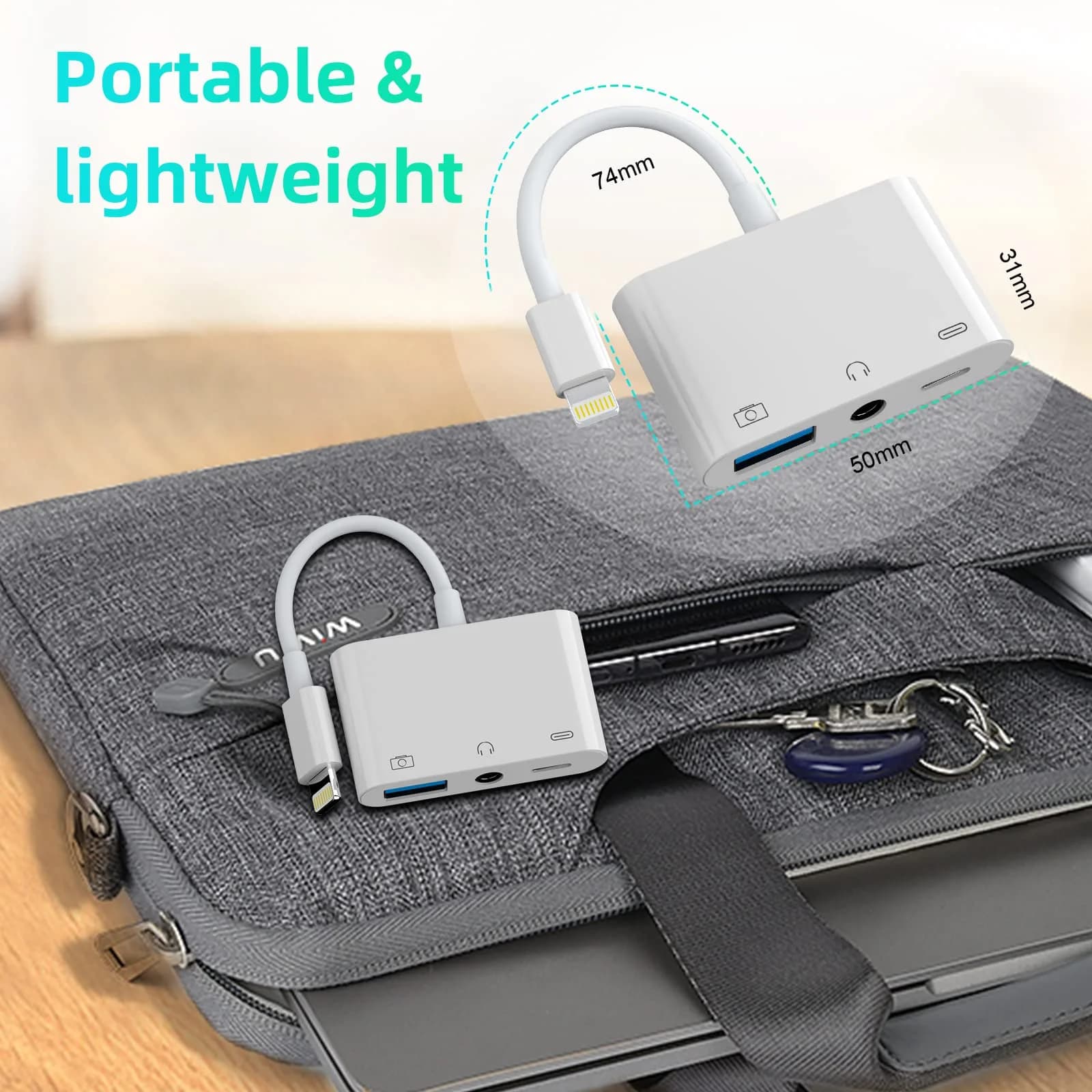 MTAKYA 3-in-1 Lightning USB Auxiliary Adapter with 3.5mm Jack & Charging Port | MFi Certified - view 7