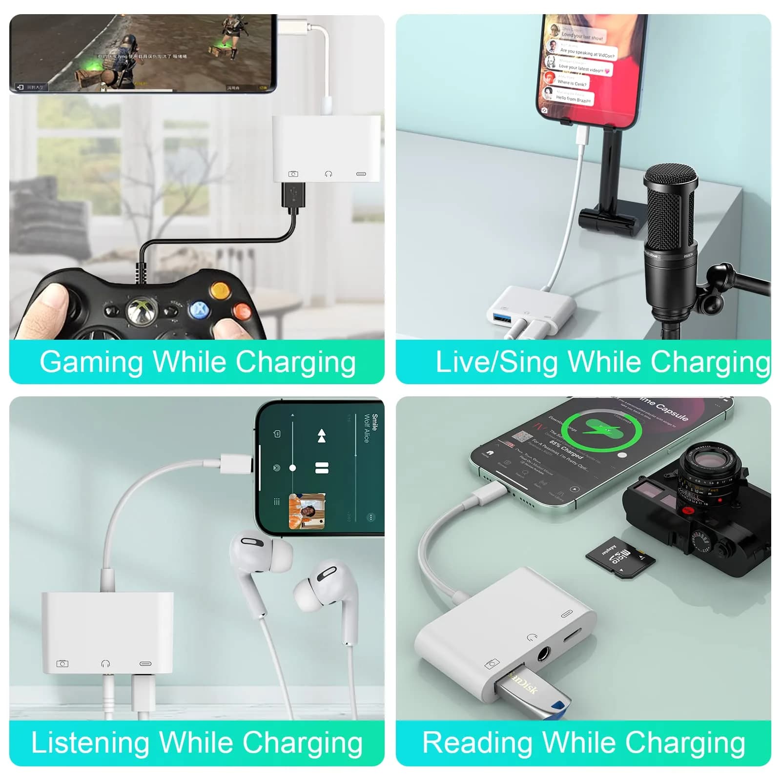 MTAKYA 3-in-1 Lightning USB Auxiliary Adapter with 3.5mm Jack & Charging Port | MFi Certified - view 4