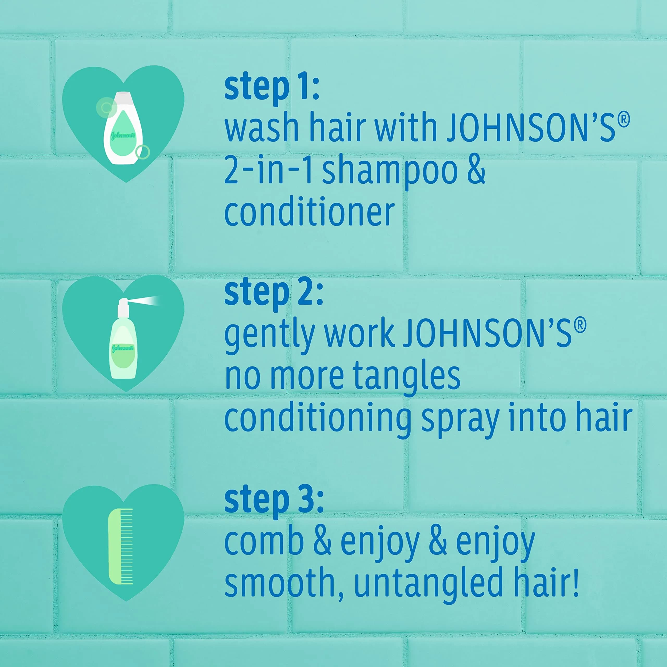 Johnson's Baby No More Tangles 2-in-1 Shampoo & Conditioner for Kids, 40.6 fl oz (20.3 fl oz each) | Hypoallergenic Detangling Formula - view 7