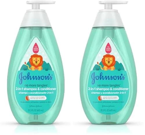 Johnson's Baby No More Tangles 2-in-1 Shampoo & Conditioner for Kids, 40.6 fl oz (20.3 fl oz each) | Hypoallergenic Detangling Formula thumbnail 1
