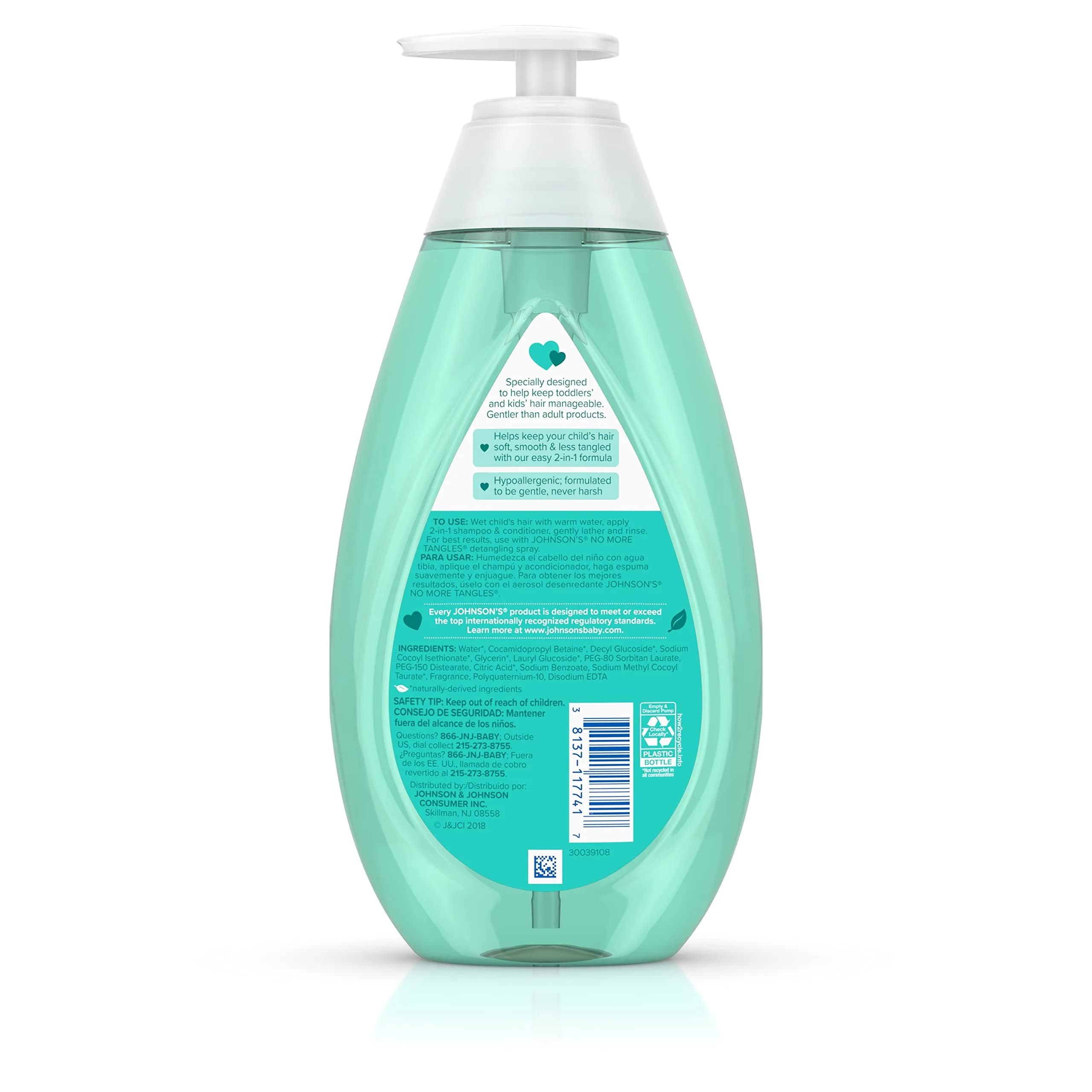 Johnson's Baby No More Tangles 2-in-1 Shampoo & Conditioner for Kids, 40.6 fl oz (20.3 fl oz each) | Hypoallergenic Detangling Formula - view 9