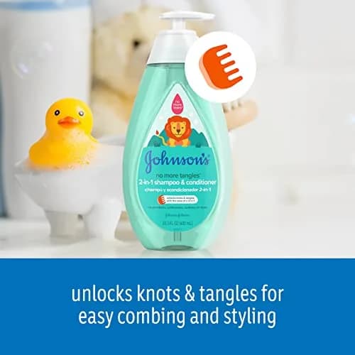 Johnson's Baby No More Tangles 2-in-1 Shampoo & Conditioner for Kids, 40.6 fl oz (20.3 fl oz each) | Hypoallergenic Detangling Formula thumbnail 3