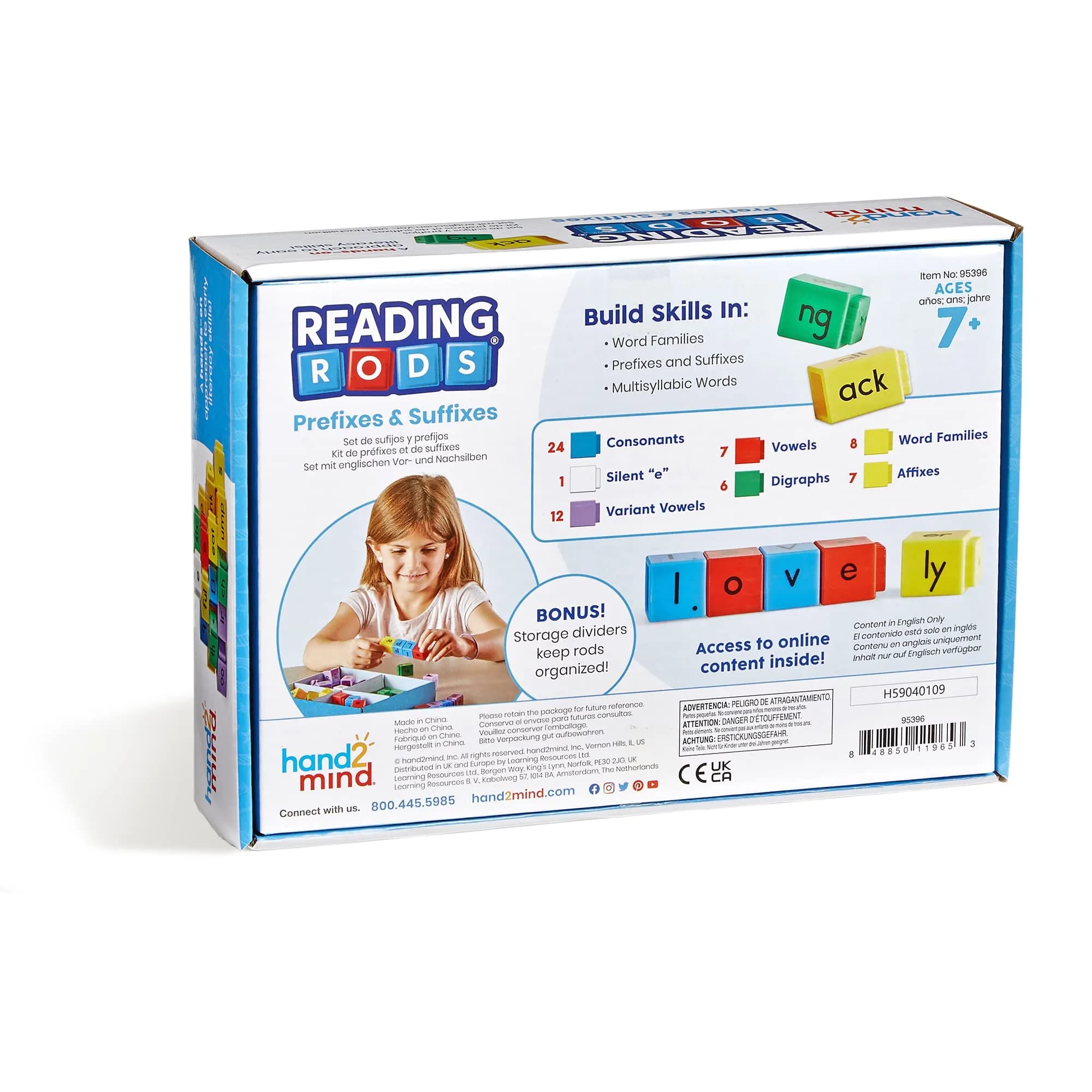 hand2mind Reading Rods Prefixes and Suffixes Word Roots Word Building Activities Spelling Toys 65 Rods | Science of Reading Manipulatives - view 9