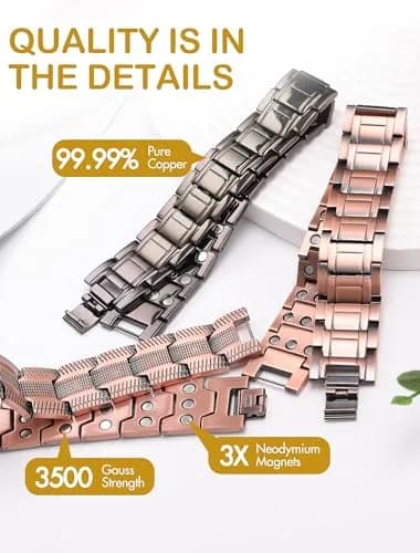 Feraco Pure Copper Magnetic Bracelet for Men | 23cm (9.06 inches) thumbnail 3