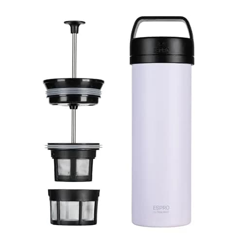 ESPRO P0 Ultralight French Press Coffee Maker for Travel | Vacuum Insulated Stainless Steel, 16 oz, Light Pink thumbnail 1