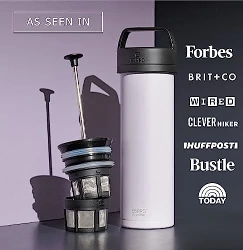 ESPRO P0 Ultralight French Press Coffee Maker for Travel | Vacuum Insulated Stainless Steel, 16 oz, Light Pink thumbnail 7