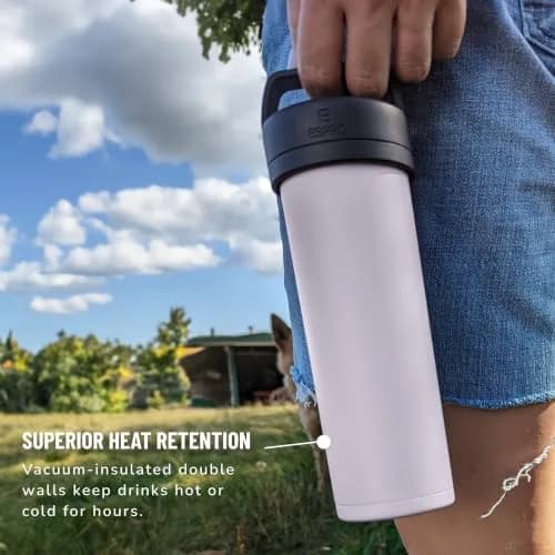 ESPRO P0 Ultralight French Press Coffee Maker for Travel | Vacuum Insulated Stainless Steel, 16 oz, Light Pink thumbnail 8