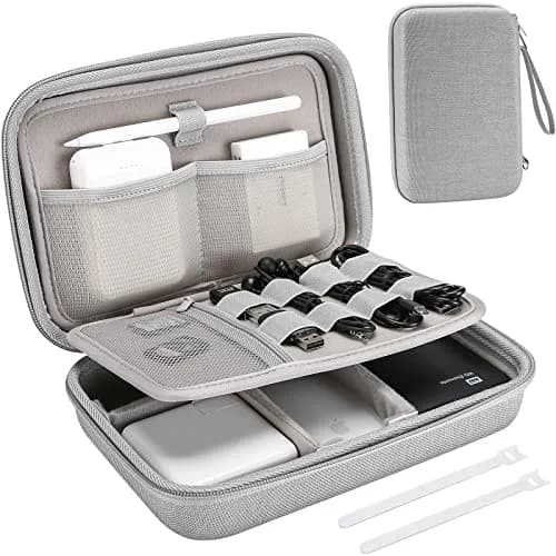 ProCase Hard Travel Electronic Organizer Case for MacBook Power Adapter Chargers Cables Power Bank Apple Magic Mouse Apple Pencil USB Flash Disk SD Card Small Portable Accessories Bag -Grey, L | Tech Gear Storage Solution thumbnail 1