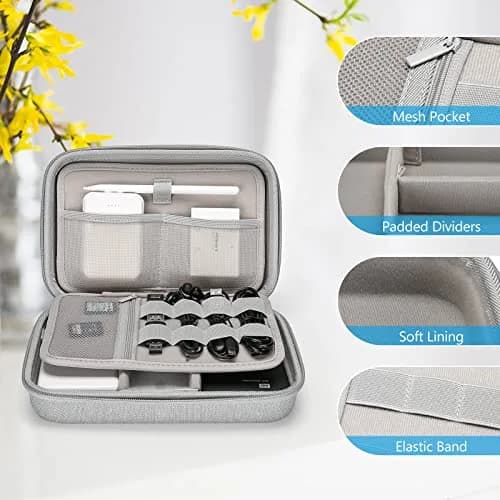 ProCase Hard Travel Electronic Organizer Case for MacBook Power Adapter Chargers Cables Power Bank Apple Magic Mouse Apple Pencil USB Flash Disk SD Card Small Portable Accessories Bag -Grey, L | Tech Gear Storage Solution thumbnail 5