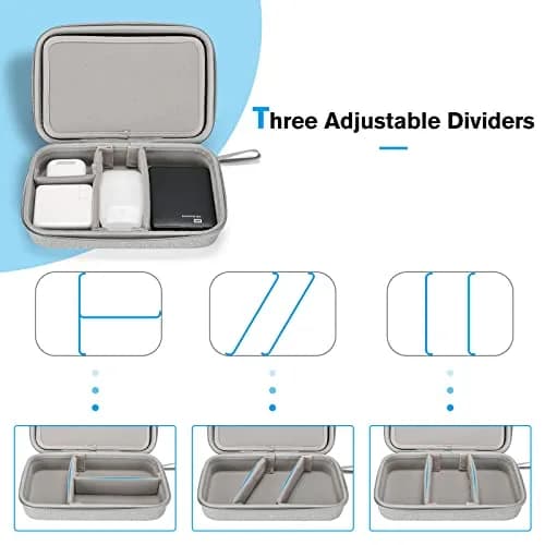 ProCase Hard Travel Electronic Organizer Case for MacBook Power Adapter Chargers Cables Power Bank Apple Magic Mouse Apple Pencil USB Flash Disk SD Card Small Portable Accessories Bag -Grey, L | Tech Gear Storage Solution thumbnail 7