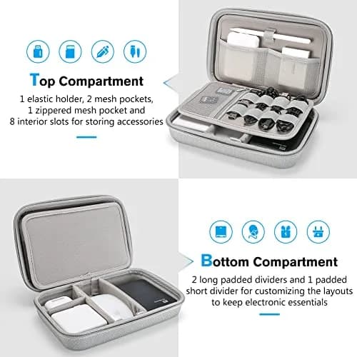 ProCase Hard Travel Electronic Organizer Case for MacBook Power Adapter Chargers Cables Power Bank Apple Magic Mouse Apple Pencil USB Flash Disk SD Card Small Portable Accessories Bag -Grey, L | Tech Gear Storage Solution thumbnail 3