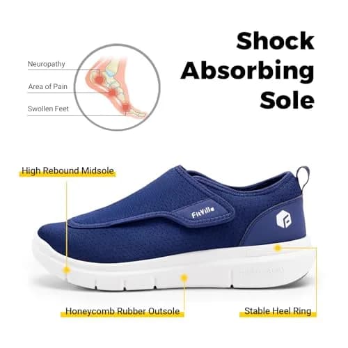 FitVille Diabetic Shoes for Men Extra Wide Slip-on Shoes for Swollen Feet | Support & Comfort for Elderly (120 chars) thumbnail 4