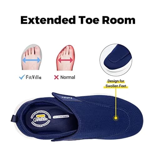 FitVille Diabetic Shoes for Men Extra Wide Slip-on Shoes for Swollen Feet | Support & Comfort for Elderly (120 chars) thumbnail 2