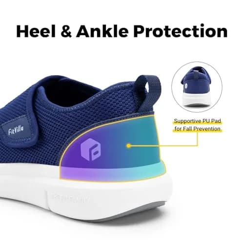 FitVille Diabetic Shoes for Men Extra Wide Navy Blue | Support for Swollen Feet & Elderly Comfort thumbnail 5