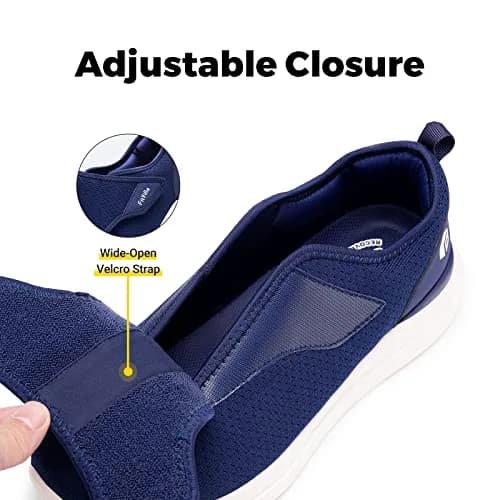 FitVille Diabetic Shoes for Men Extra Wide Navy Blue | Support for Swollen Feet & Elderly Comfort thumbnail 3