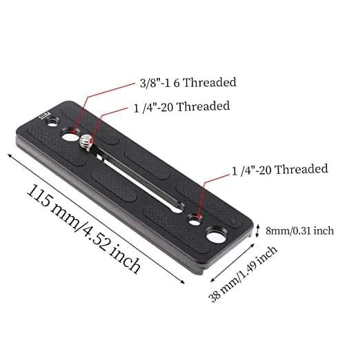 FocusFoto PU115 Quick Release Plate 115mm | Arca-Swiss Standard Camera Mount Clamp for DJI Ronin SC Gimbal Stabilizer thumbnail 2