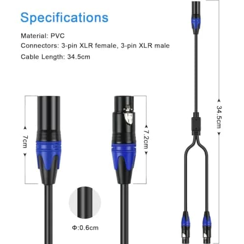 Seefeful 5FT XLR Y Splitter Mic Cable | Balanced Audio for Studio & Stage thumbnail 5