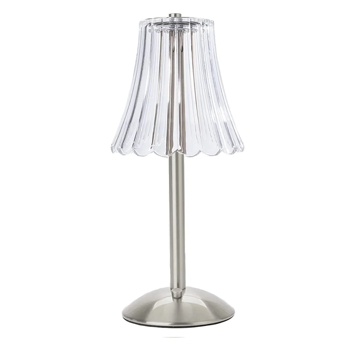 HEQET Cordless Table Lamp Gold 30 cm (12'') | Dimmable LED Rechargeable Lamp for Home & Dining — Silver-Flower