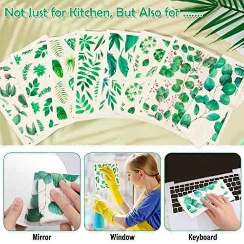 Lucomb Swedish Dish Cloths 8 Pack 20cm x 18cm (8" x 7") | Biodegradable & Reusable Kitchen Paper Towels thumbnail 7