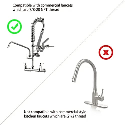 JZBRAIN Commercial Sink Sprayer,Pre Rinse Spray Valve, Grey | High Pressure Kitchen Faucet Replacement thumbnail 4