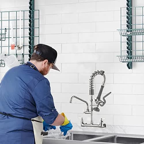 JZBRAIN Commercial Sink Sprayer,Pre Rinse Spray Valve, Grey | High Pressure Kitchen Faucet Replacement thumbnail 5
