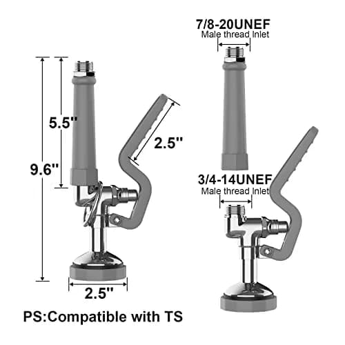 JZBRAIN Commercial Sink Sprayer,Pre Rinse Spray Valve, Grey | High Pressure Kitchen Faucet Replacement thumbnail 2