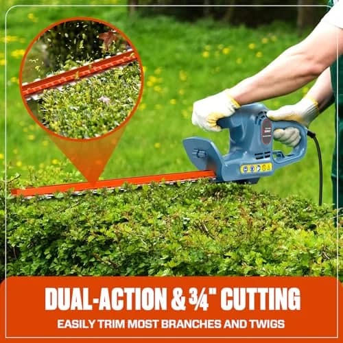SENIX HTE3.8-L 21-Inch 120V Electric Hedge Trimmer | Precise 3/4" Cut, Alloy Steel Blades, Lightweight & Durable thumbnail 4