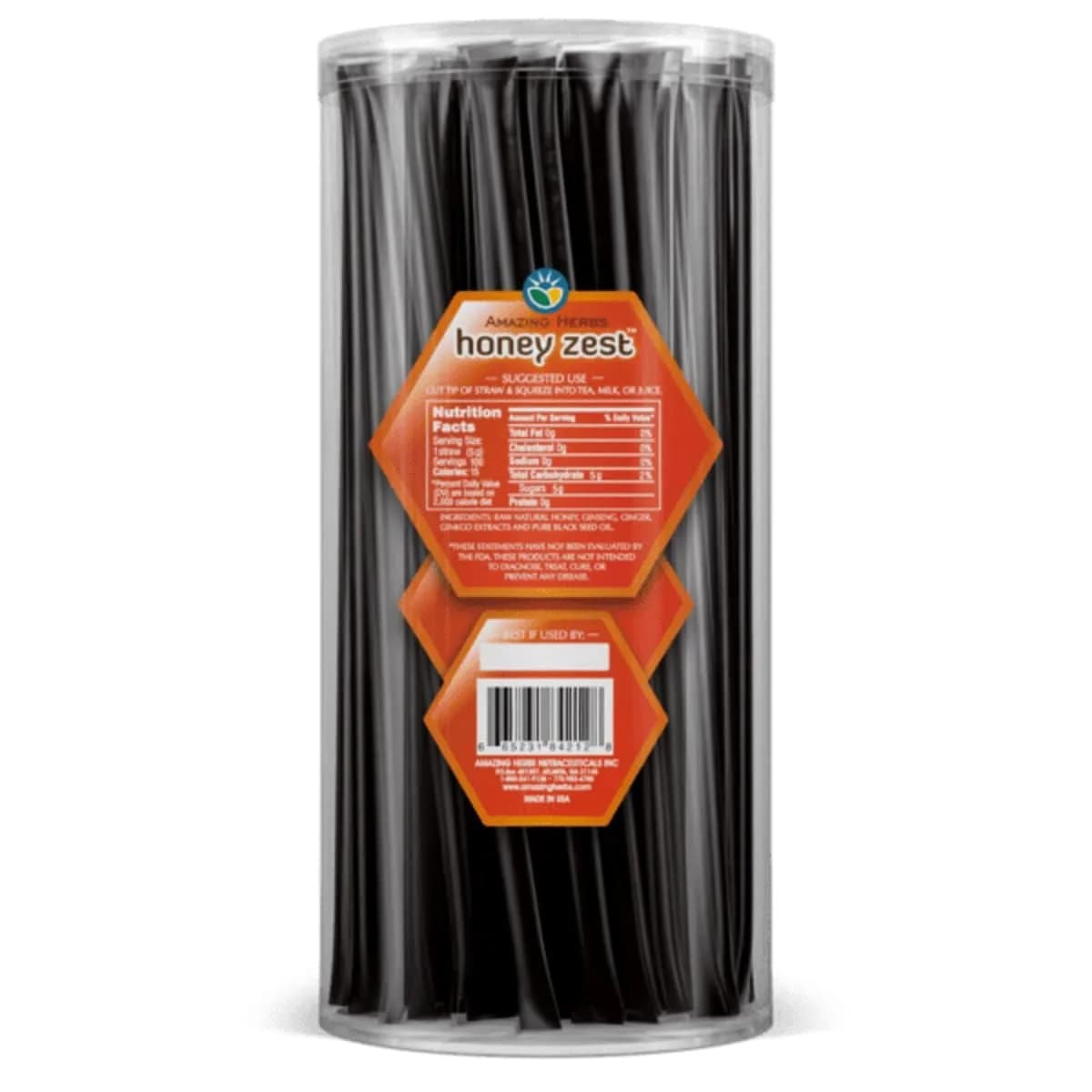 Amazing Herbs HoneyZest Honey Sticks with Black Seed Oil, Ginseng & Ginger - 100 Count (100 Sticks) | Natural Antioxidant Boost - view 2
