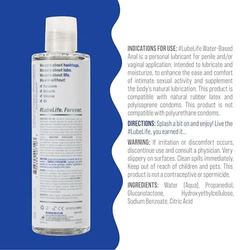 LubeLife Water Based Anal Lube 240ml (8 fl oz) | Silky Smooth Glide for Intimacy thumbnail 2