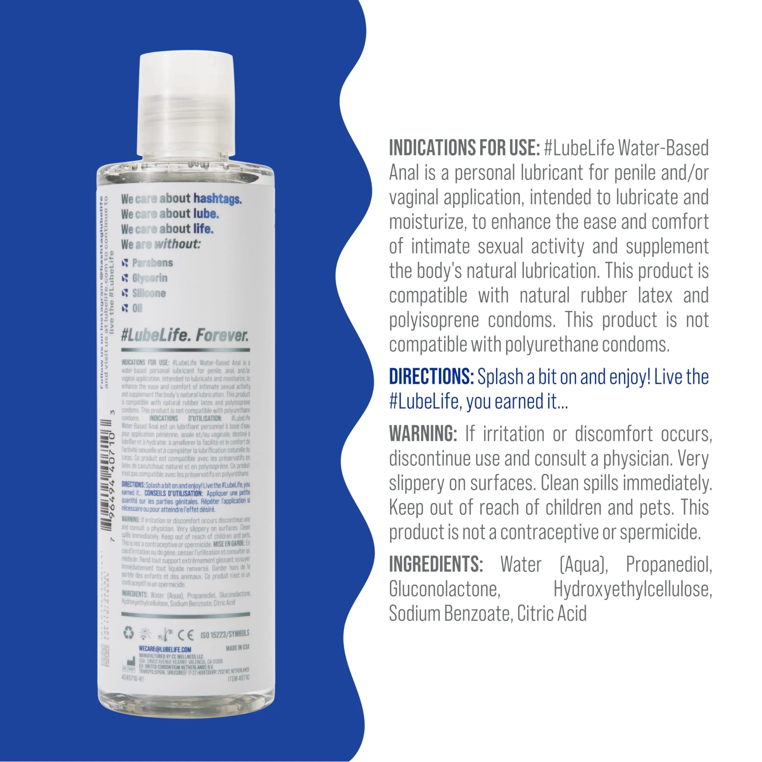 LubeLife Water Based Anal Lube 240ml (8 fl oz) | Silky Smooth Glide for Intimacy - view 2