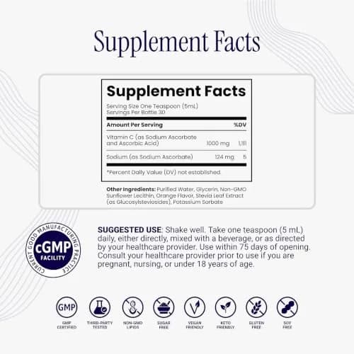 Rho Nutrition Liposomal Vitamin C Liquid Supplement | Supports Immunity & Collagen, 5 Fl Oz thumbnail 3