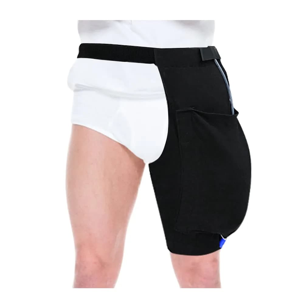 Mistuki Catheter Leg Bag Holder with Waist Belt & Thigh Pockets, Black, Uniform Size | Secure Urinary Drainage Fix