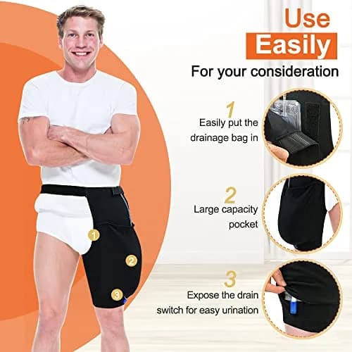 Mistuki Catheter Leg Bag Holder with Waist Belt & Thigh Pockets, Black, Uniform Size | Secure Urinary Drainage Fix thumbnail 5